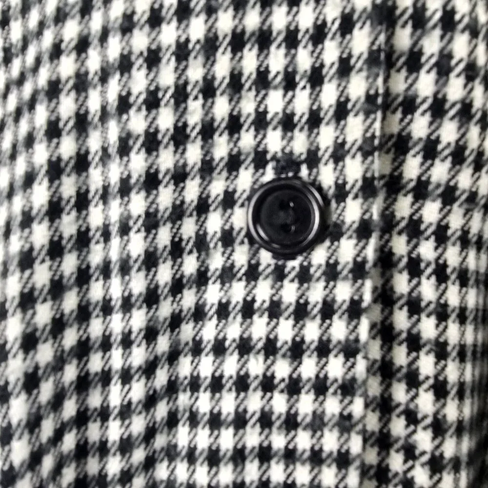 Vintage Algo Ettes Black Hounds Tooth Long Sleeve Button Up Midi Dress Size S/M - Picture 5 of 12